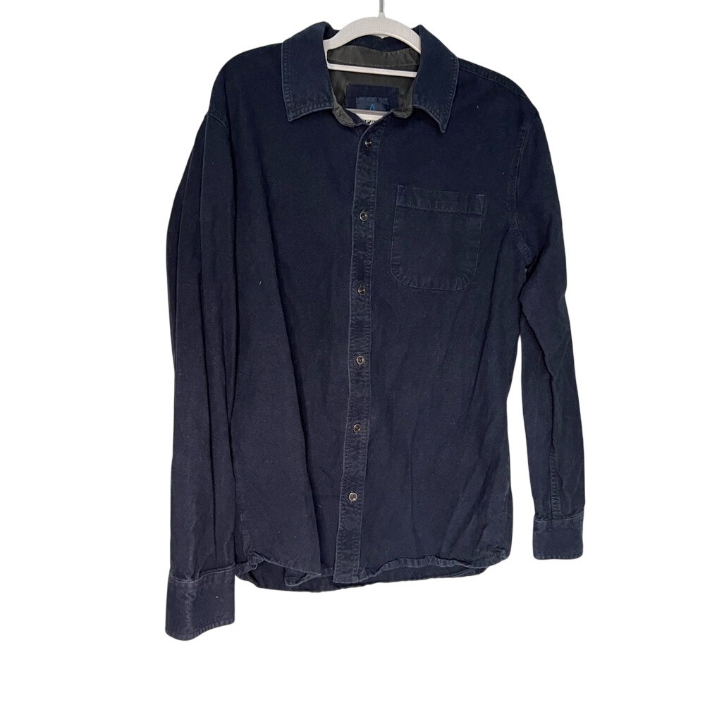 PrAna navy blue button down collared shirt‎ long sleeve casual outdoor hiking